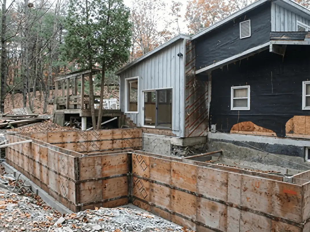 Prepared site with foundation forms for home remodeling and addition project in Savannah, GA